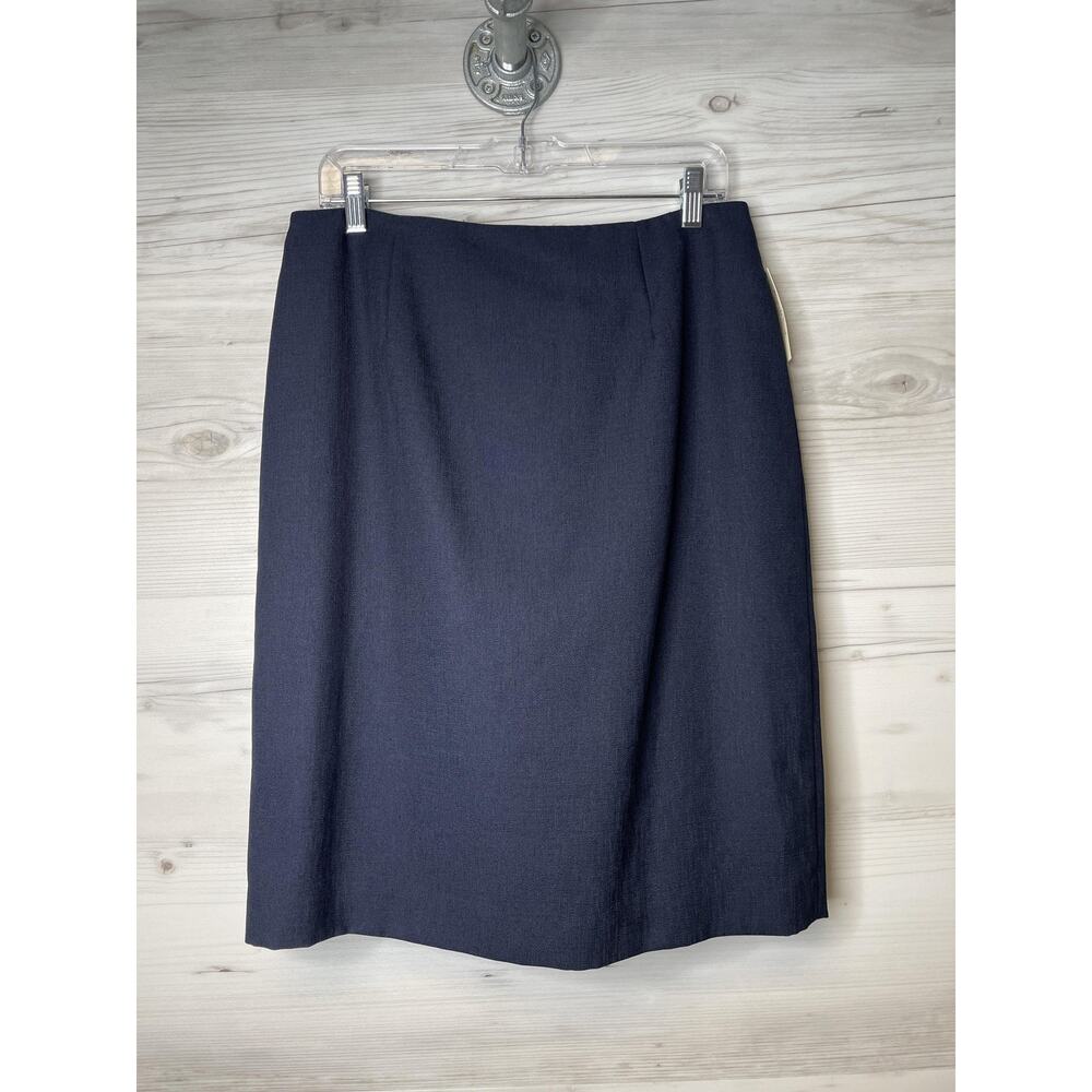 Amanda Smith Skirt Womens 14 Navy Blue Classic Pencil Career Office Polyester